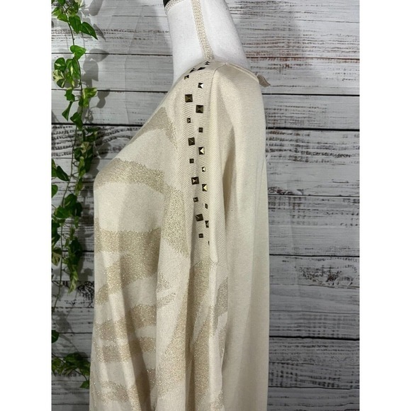 Chico's Sweater Pullover size 16 18 4 Gold Embellished Zebra Edison Chino Slim - Picture 7 of 10